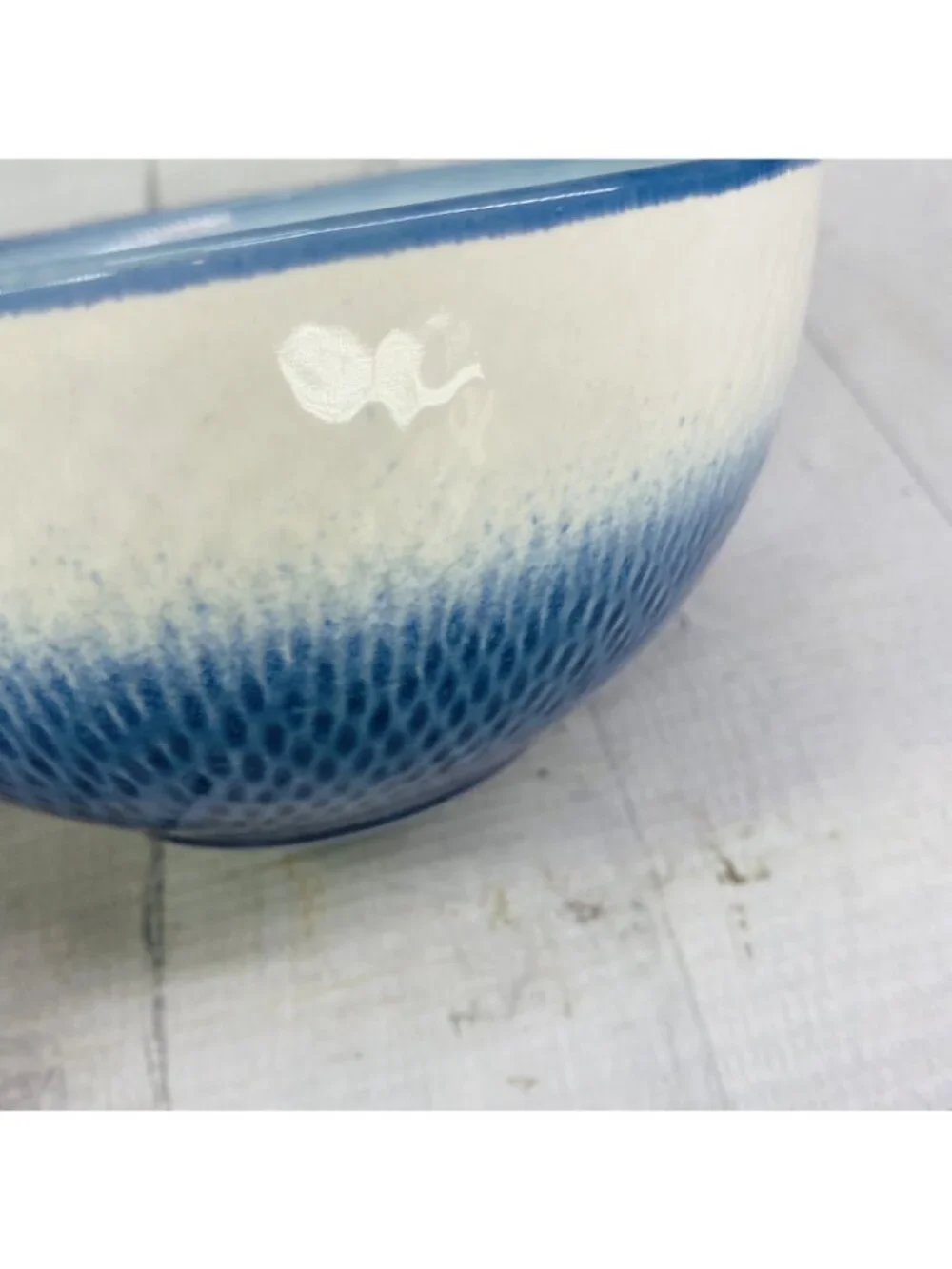 Pfaltzgraff ECLIPSE BLUE WhiteTextured Rim Stoneware Soup Cereal Bowl Set of 2